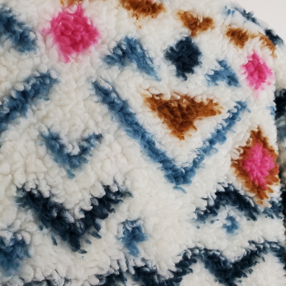 Eddie Bauer Plush 1/4 Zip Sherpa Aztec Southwestern Fleece Pullover Boho Medium - Picture 7 of 10